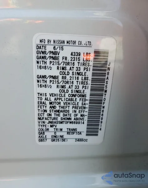 2015 Nissan Rogue Sele z USA, uszkodzony, nr VIN 669914